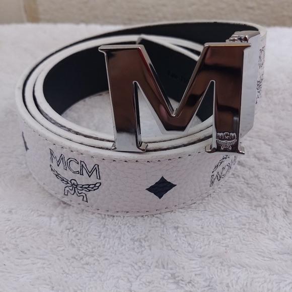 mcm belt silver buckle